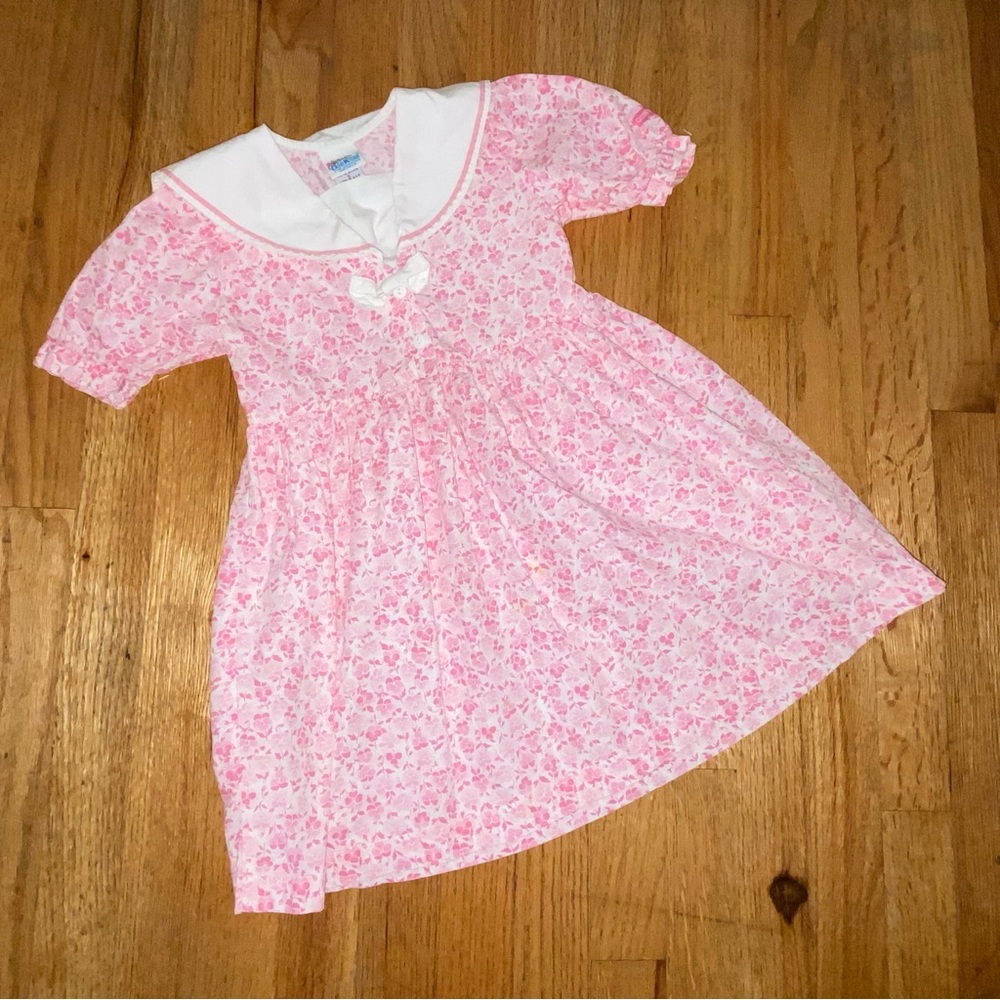 OSH KOSH - VINTAGE 80s - GIRL DRESS - Sailor Collar - USA - Small Stain - Size 5